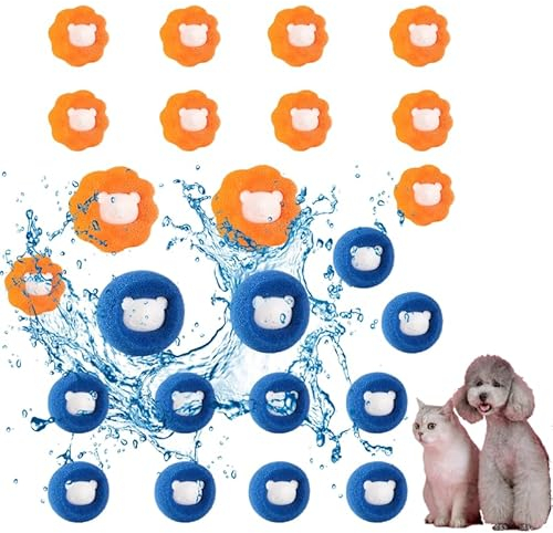 Qixuer 24 Piezas Atrapa Pelos Lavadora,Bolas atrapa pelos Lavadora Bolas Quita Pelos Mascota Bola de Limpieza Reutilizable para Quitar Pelo Mascotas Ropa para Eliminar el Pelo de La Lavadora