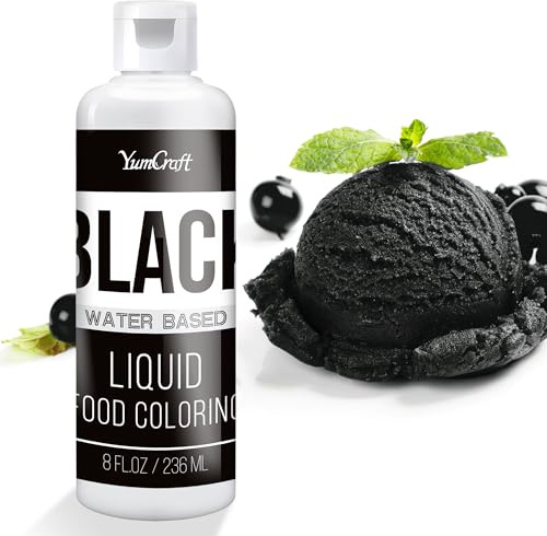 Lebensmittelfarbe - Hoch Konzentriert Flüssig Lebensmittel Farbe zum Kuchen, Backen, Ostereiern, Getränken - Zuckerfrei Food Coloring für Fondant, Zuckerguss, Slime, Tortendeko (Schwarz, 236ml)