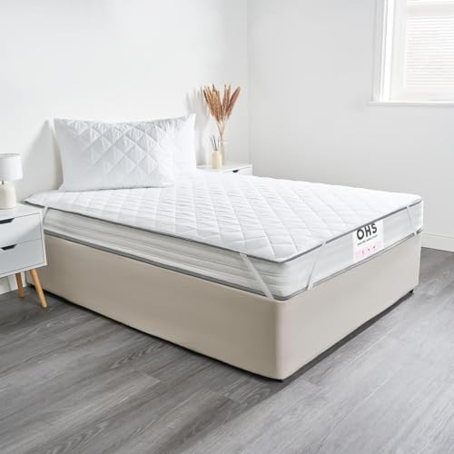OHS Pinsonic Mattress Topper Single Bed, Soft Quilted Touch Mattress Topper Deep Non-Noisy Pad Protector Anti Allergy Mattress Topper For Single Bed