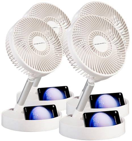 PEARL Akku Ventilator USB: 4er-Set 2in1-Akku-Tisch- & Standventil., ausziehb. bis 1 m, 8,5h (Teleskopventilatoren, Teleskop-Standventilator, Picknick)