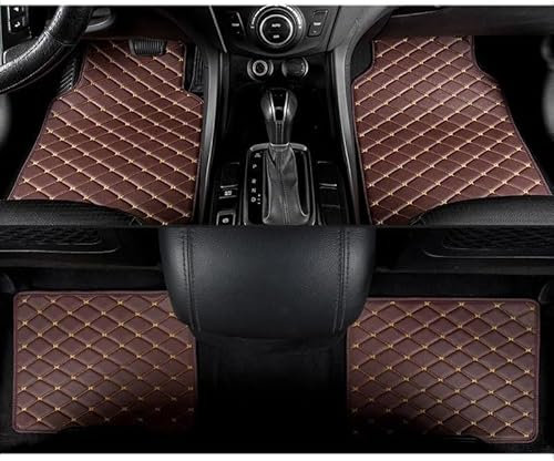 WBLDP-SDGT Auto Bodenmatte Fußmatten für Peugeot 3008 (2009–2013) Modell, Nach Maß Allwetterschutz Leder Fussmatten Vorne und Hinten Automatten Set,Coffee