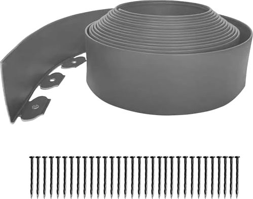 10M Flexible Garden Edging Border, Plastic Lawn Edging Include 30 Spikes【10CM Hight】Garden Borders Edging Path Edging Landscape Edging Kit for Lawn,Garden,Yard(Grey)