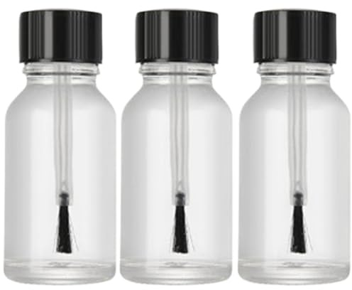 LJJCSFF 3 Pcs 15ml Glass Nail Polish Bottle With Brush Applicator Cap Empty Nail Polish Jar Nail Polish Container Small Clear