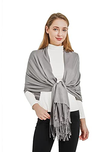 RonFoxi Pashmina Schal Damen Stola, Brautjungfer Hochzeitsschale, Schultertuch für Abendkleider & Hochzeit - Weich & Elegant Umschlagtuch mit Fransen - Gefühl für Ganzjahr