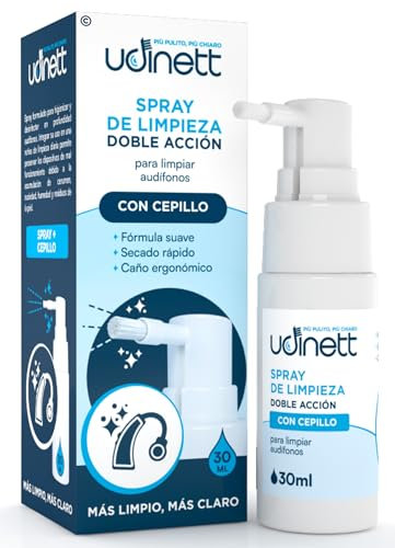 Hearing Aid Cleaning Spray 30ml with Integrated Brush Udinett Sanitizer for Cleaning Earmolds Replacement Domes Earplugs Quick Drying Eliminates Earwax Dust and Bacteria