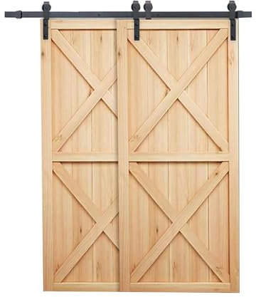 Kit Ferramenta For Porta Scorrevole Doppia A Battente,Scorrevole Senza Intoppi, Ante Sovrapposte, For Guardaroba(porta Non Inclusa)(10ft Track (Double Door))