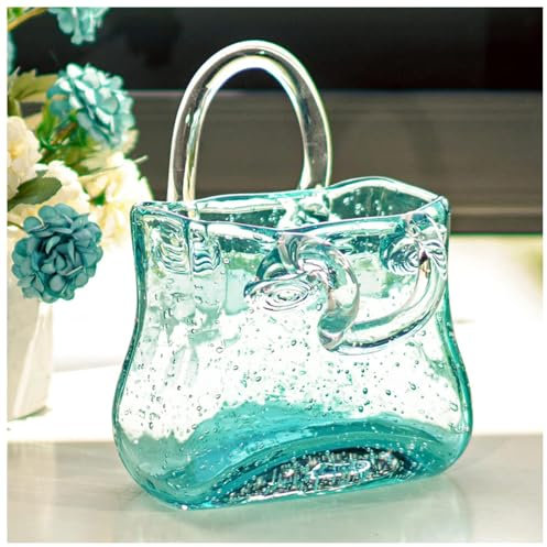 JarróN Billetera, JarróN De Cristal con Burbuja Florero con Forma De Bolso Florero Cristal, Ideal para DecoracióN del Hogar, Boda,Style2-Green