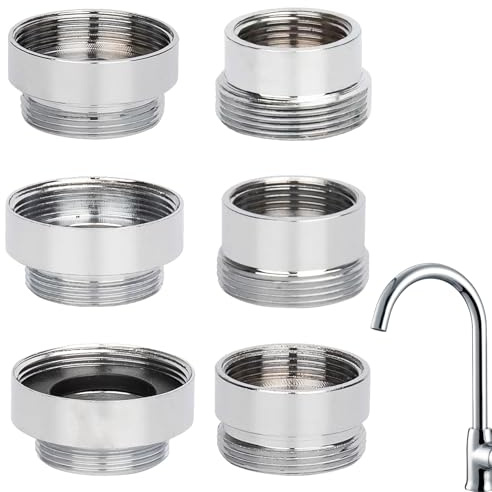 6 PCS Faucet Adapter Kit,Hose Adapter for Kitchen Tap,Tap Adapters for Kitchen Sink with Multiple Sizes from 16mm to 28mm,Suitable for Garden Hose, Sink Sprayers, Water Filters with Gasket