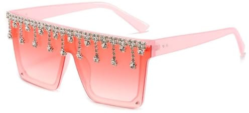 Diamant integrerade solglasögon damsolglasögon trendiga damsolglasögon helbågade mörkbeige, rosa, BH01