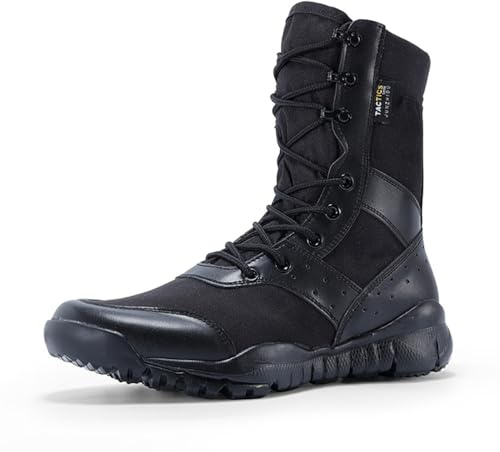 Minetom Stivali Militari Uomo Scarponi Tattici Anfibi Leggeri Da Combattimento Stivaletti Moto Boots Con Lacci A2 Nero 42 EU