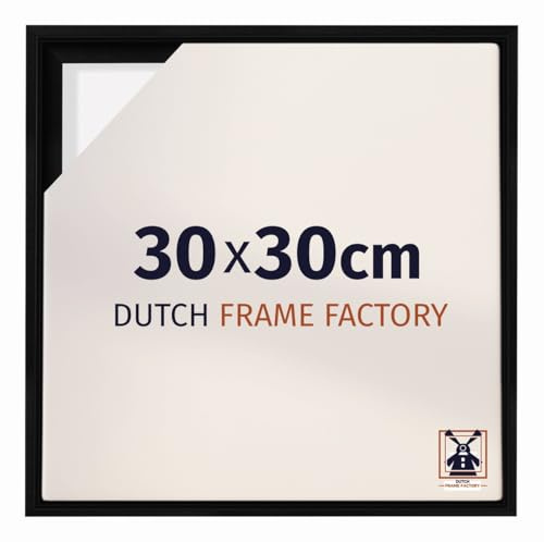 Dutch Frame Factory - Schattenfugenrahmen 30x30 cm Schwarz Matt - MDF | Schattenfugenrahmen für Leinwände, Geeignet für Leinwände bis 2 cm Dicke, Ohne Rückwand und Glas, Made in Holland