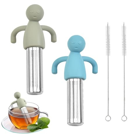 ZORVYN Set 2 Pezzi Infusore per Tisane Simpatico Filtro per Tè Sfuso in Acciaio Inossidabile Colino Adatto per Tazza Teiera Filtri The per Infusione