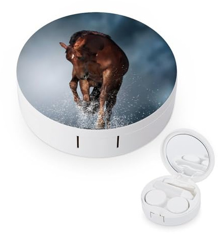 fkgvwo Contact Lens Case Brown Horse Contact Lens Holder Box Container Soak Storage Kit