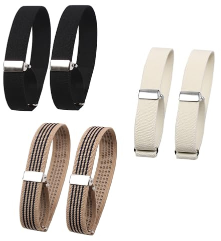 3 Paires Chemises Brassards, Supports de Manches élastiques Réglables Manchette Brassards de Chemise Extensibles Avec Clips de Fermeture Antidérapants pour Attacher Chemises Hommes et Femmes