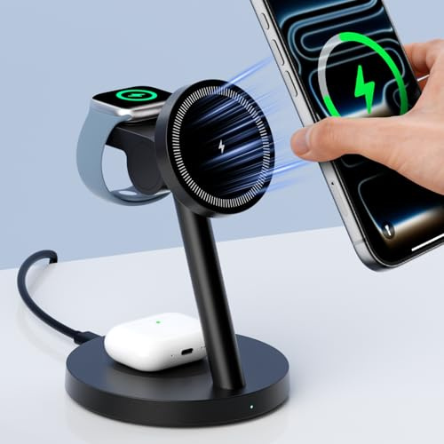 KPON for Samsung 3 in 1 Charging Station, Magnetic Wireless Charger Stand for MagSafe for Samsung Galaxy S26 Ultra/S25/Z Fold7/Flip7, Phone Watch Charger Dock for Galaxy Watch Ultra/8/7 and Buds