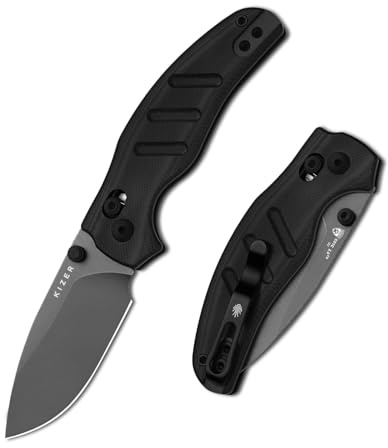 Kizer C01C 2.9 CD Sheepdog EDC Taschenmesser Klappmesser, V3488.29CDM1 | 7,5 cm D2-Klinge Klappmesser mit Schwarzem G10-Griff, Kleine EDC-Messer mit Daumenloch für Camping, Wandern und Survival