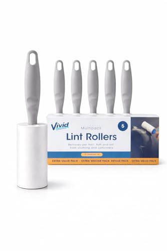 Lint Roller 5 Pack – Pet Hair & Lint Remover for Clothes, Sofa & Furniture, 30 Sheets Each, Sticky Rollers for Home & Car