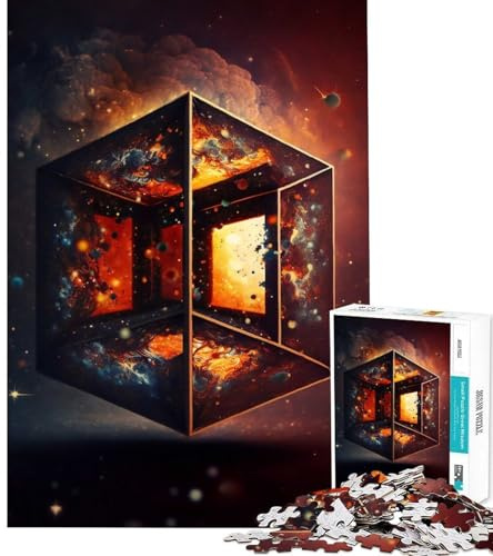 1000-teiliges futuristisches Würfelpuzzle Fördert Gehirn- und Handgeschwindigkeit Spiel mit Fester Gelenkigkeit Ruhige Spielzeit Winterspaß Dekoration (38x26cm)