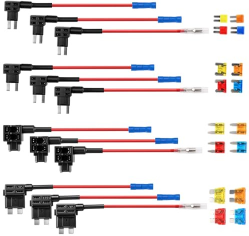 Stromdieb Kfz 12 Stück Sicherung Adapter Set, Standard Flachsicherungsadapter Mini Micro Micro2 mit Autosicherungen 5A 10A 15A 20A für Auto, Lkw, Motorrad, Boot, usw