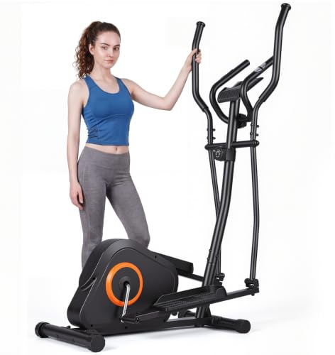 Panana Elliptical Cross Trainer for Home, Magnetic Exercise Machine with 8 Resistance Levels, Ultra Quiet Belt Drive, LCD Monitor, Full Body Cardio Trainer, Home Gym Fitness Equipment