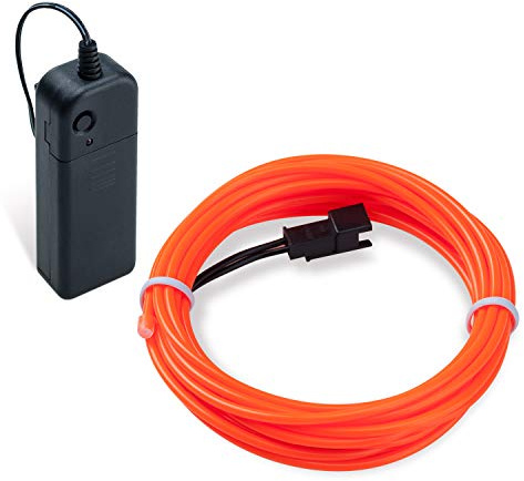 COVVY Cable LED Tira de Luces de Neon Flexible de Alimentado 3 Modos de Funcionamiento, Decoración de Coche, Fiestas, Disfraz de Carnaval (Naranja, 5M)