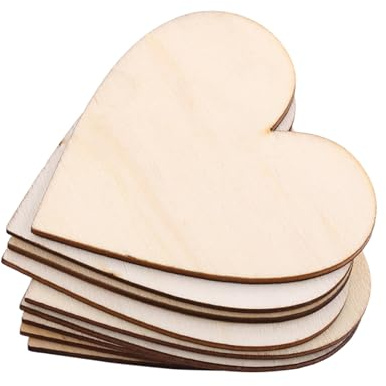 Holzherzen Verschönerung leere hölzerne Herz Verzierungen für Hochzeiten Plaques Kunst DIY Handwerk Karte machen oder Dekoration (80mm)
