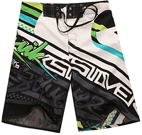 ZiXing Pantaloncini da Spiaggia da Uomo Boardshorts Swim Trunks Shorts in Vita Elasticizzati Pantaloncini da Surf Pantaloni Estivi Verde 34