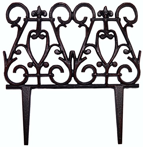 Beetzaun leicht gebogen Beetzaun Antik Schwarz Braun Beetzaun Gusseisen Beet Einfassung Zaun Element Abgrenzung Steck Garten Umrandung Esschert Design Landhaus Stil Friedhof Rankhilfe Beetumrandung