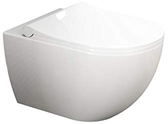 Aqua Bagno | Hänge-WC Spülrandlos, Keramik Toilette mit Softclose-Funktion, Wandmontage, Tiefspüler WC | 51 cm lang