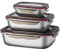 Set di 3 Contenitori per Alimenti con Coperchio Alimentari Ermetici in Acciaio Inox Salvafreschezza 600ml/ 1500ml/ 2900ml, Adatto per Lavastoviglie Congelatore Frigo