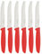 Tramontina Kitchen Knives Set of 6, Serrated Fruit Tomato Cooking Knife, Vegetable Chopper Peeler, Stainless Steel, Multipurpose, Rounded Tip, Red, 23498755