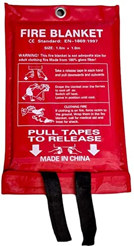 Feuerlöschdecke 1 m x 1 m, schnell zu öffnen, in weichem Etui, für Zuhause, Büro, Wohnwagen