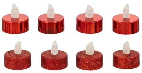 Feeric lights et christmas - Bougies led colorama de noël lot de 8 chauffe-plats rouge