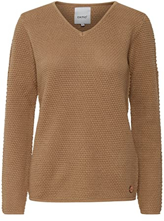 OXMO OXHanna Stickad tröja för kvinnor, finstickad tröja i 100 % bomull, Kelp (171022), XL