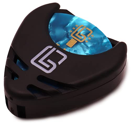 Guitar Lab - Gitarren Plektren-Halter - Pickholder mit 10 KOSTENLOSE Plektren, Feder Plektrum-Halter, Plektren aus Zelluloid für Elektro-, Bass- und Akustikgitarre, Ukulele, 0.46mm 0.71mm 0.96mm