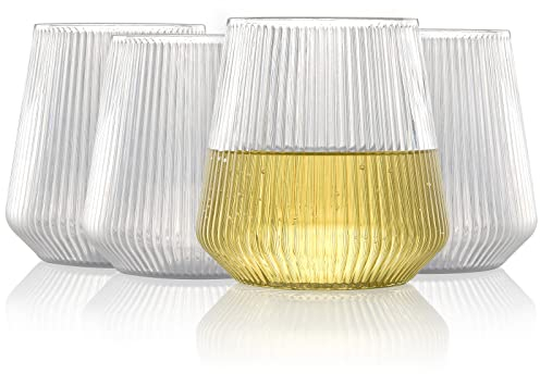 Verres à vin plastique sans pied | 250 ml lot de 2 | Gobelets à vin réutilisables | Verres à boire sans BPA | Idéal pour le vin rouge et blanc, le cocktail - Transparent (Minimaliste)