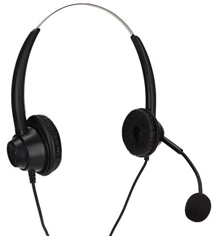 Asixxsix Phone Headset, Noise Cancelling Binaural Headset, Wired 2.5mm Plug Headset with Microphone, Volume Adjustable, for Conference Call, Telephone Counselling Services, Business Call Center