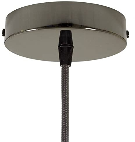 Baldachin für Texilkabel, Lampen Baldachin Metall. 1/2/3/5/7 Loch. Weiß, Schwarz, Chrom, Kupfer, Messing, Perlschwarz (1 Loch Perlschwarz)