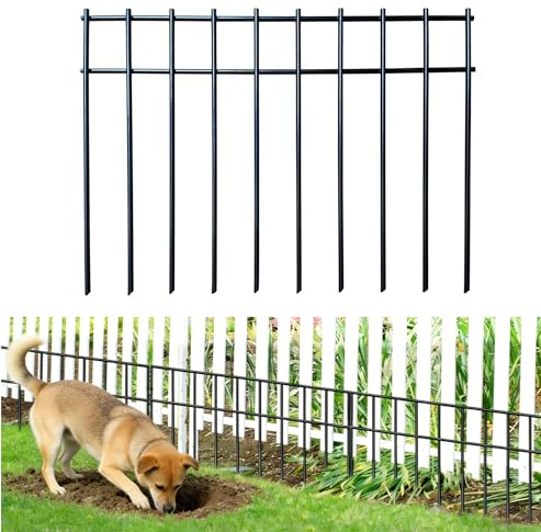 Schwarzer Tier-Absperrzaun, 30,5 cm (H) x 33,2 m (L), mit 3,9 cm Abstand, robust, verzinkt, unter dem Zaun, Hundebarriere, Anti-Graben-Zaunschutz, Bodenbarriere