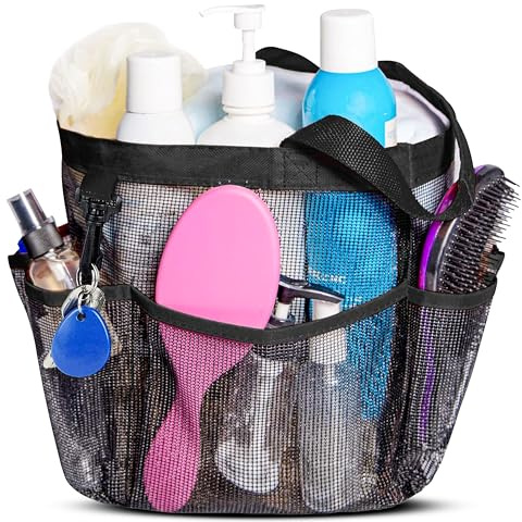 Bamodi Mesh Shower Caddy Basket/Hanging Portable Shower Tote Bag Netz-Duschkorb - Kulturbeutel Transparent Tote Bag Organizer- Kulturtasche Zum Aufhängen - Für Damen, Frauen