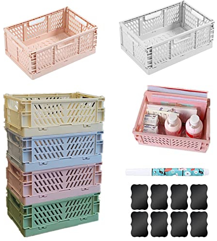 NCRGB Klappbox,Klappkiste Aufbewahrungskorb,Klappboxen Faltbar Stabil,Klein&Groß Aufbewahrungsbox Aufbewahrungskorb für Küche Schlafzimmer Büro (6 MIX, 25×16.5×10 cm)