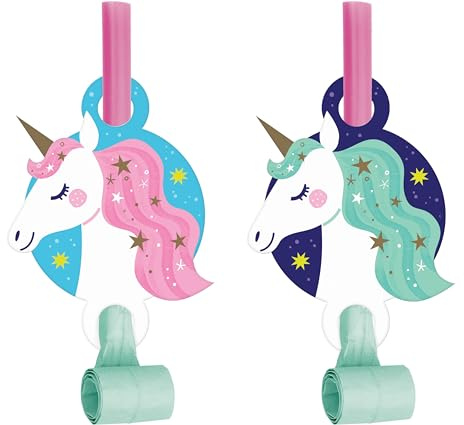 Unicorn Galaxy Party Blowers, 8 Count