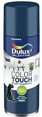 Dulux Valentine Peinture Intérieure et Extérieure Aérosol Color Touch - Pour bois, plastique, PVC, carton, papier - Marine Satin - 400ml