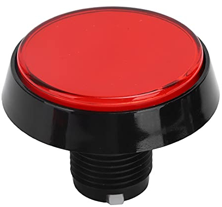 Botón Pulsador Abs 60Mm Botón Plano Redondo Grande con Luz LED Interruptor de 3 Pies para Máquina de Grúa Consola de Juegos (Interruptor Rojo+LED+trípode)