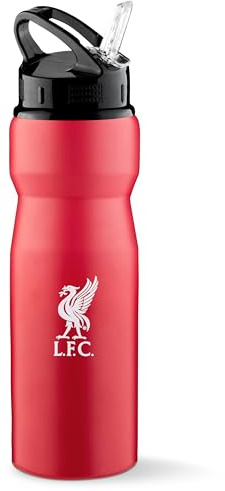 Liverpool FC Gourde Sport, Gourde 750 ml en Aluminium Bouchon Sport avec Paille, Accessoire Officiel