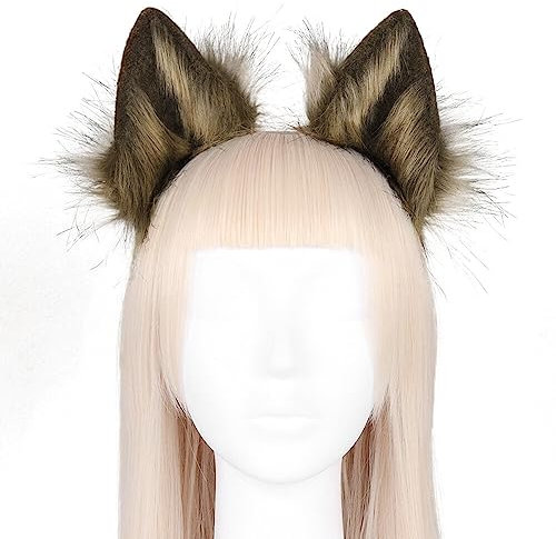 Wolfsohren Stirnband, Plüsch Katzenohren Wolf Ohren Anime Halloween Kostüm Haarnadel Haarschmuck Damen Kinder Plüsch Wolf Fuchs Ohren Cosplay Kopf Zubehör für Halloween Weihnachten Cosplay Party
