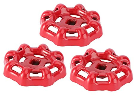 OATIPHO Gusseisen Ventil Handrad 3 Stück Roter Griff Mit Kugelgelenk 7x7mm Für Wasserhahn Ersatzteile Und Ventilaustausch
