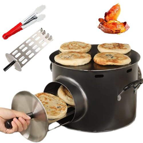 QUTBAG Parrilla de Barbacoa portátil, Parrilla de Gas doméstica con Parrilla de cajón, Horno de Barbacoa de Acero Inoxidable Antiadherente, Plancha sin Humo para Pastel, Batata, brochetas de Pollo B