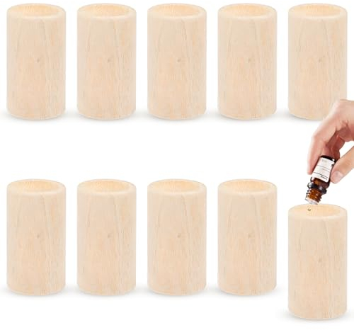 10 stycken diffuser trä för eteriska oljor, små aromspridare trä för att motverka myggor, doftoljediffusorer rumsdoft diffusorer flyktigt doftspridande, trä, speciellt för eteriska oljor