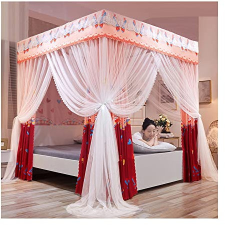 TEmkin Doppelbett Deluxe-Moskitonetz, dekorativer Bettvorhang für das Schlafzimmer zur ganzjährigen Verwendung, mit Metallhalterung (E 120 x 200 cm)